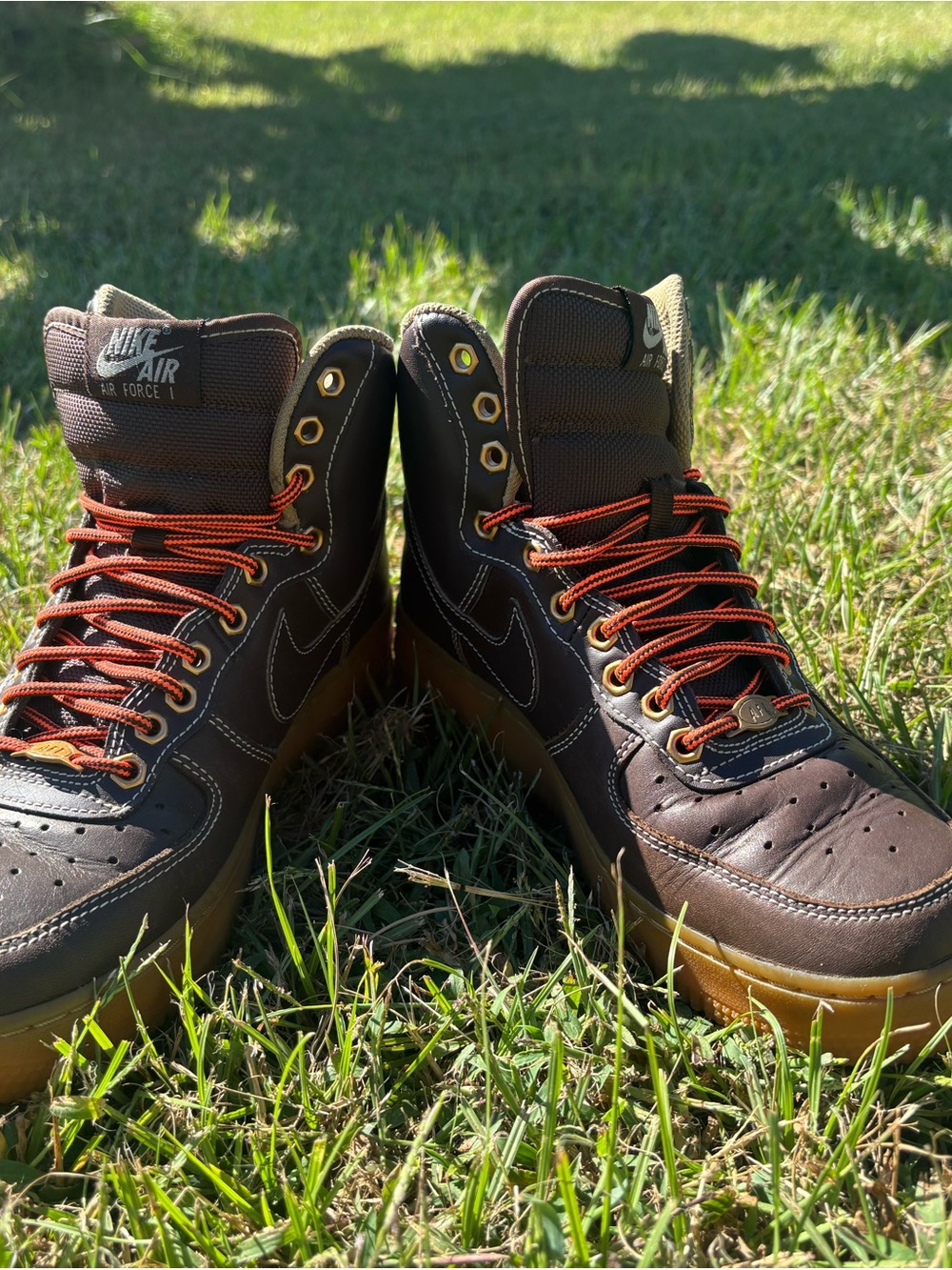 Nike Women’s Brown High-Top Sneakers with Orange Laces